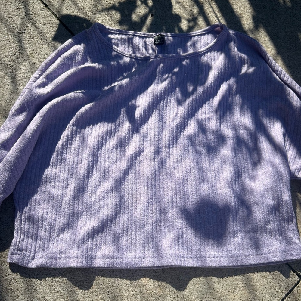 SHEIN Light Purple Ribbed Knit Top